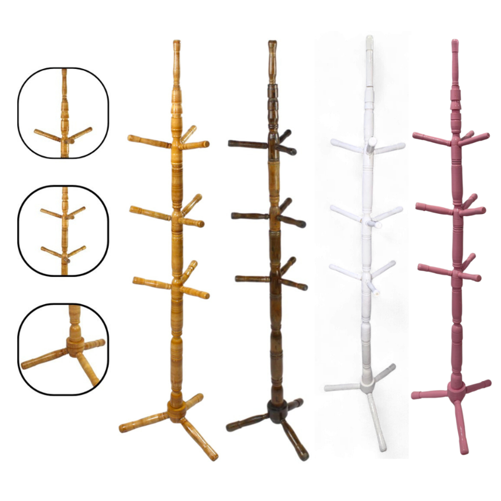 Cabide Cabideiro Arara De Roupas 10 Gachos Mancebo Organizador de Roupa Madeira Reforçado De Chão em Oferta na Shopee