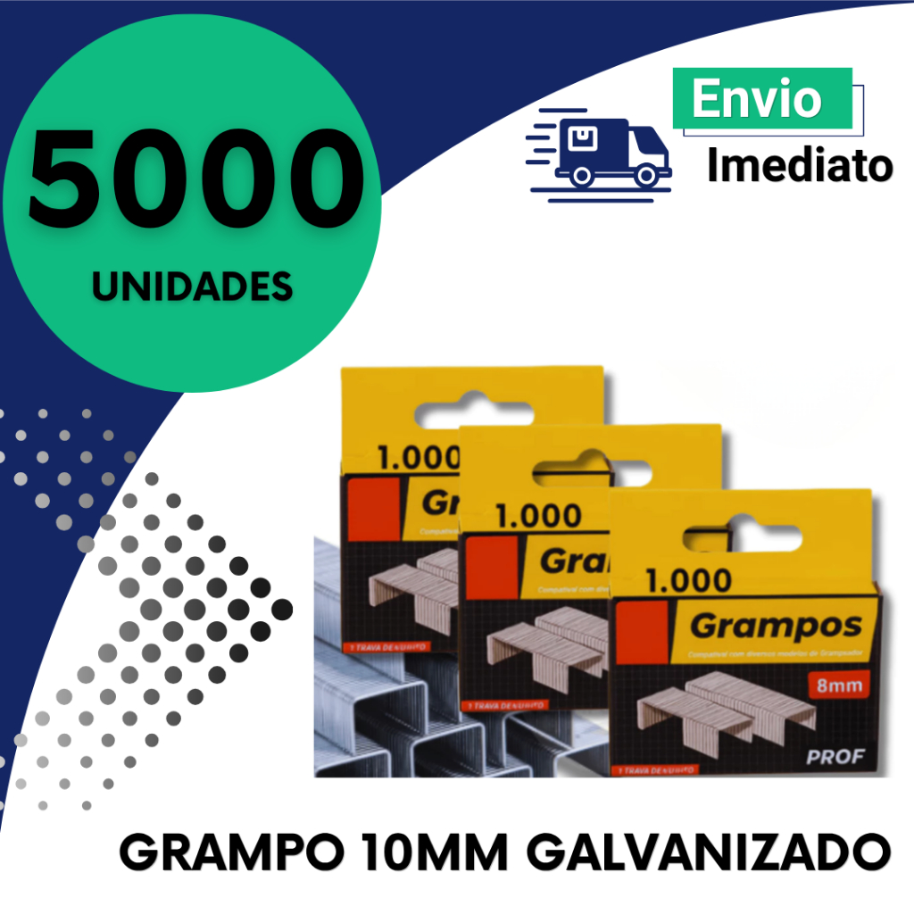 Kit Grampos 10mm 1000 2000 3000 5000 Peças Refil Grampeador Forte Escritório Escola