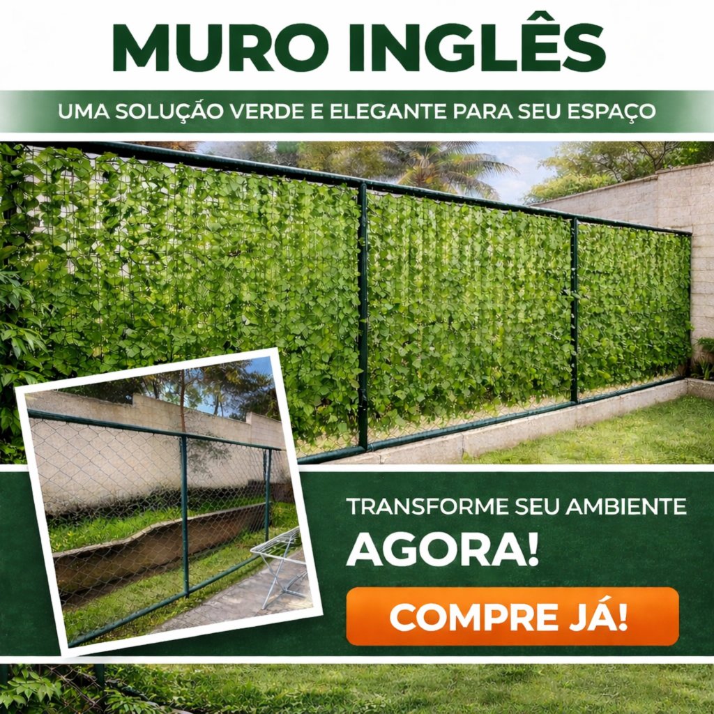 Kit c/ até 3 Muro Inglês Jardim Vertical 2m Hera Artificial Decorativo