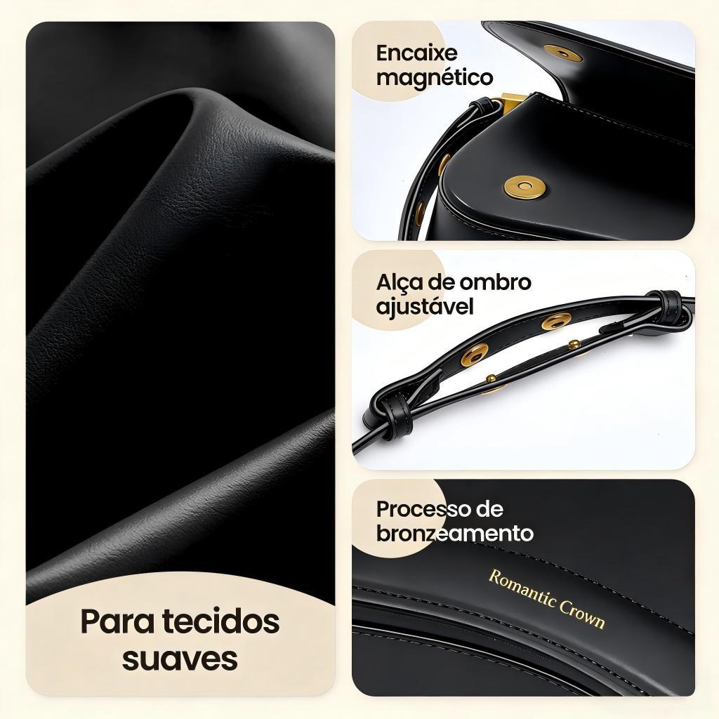 Bolsa Feminina Elegante de Couro Sintético Preto com Alça Ajustável — foto 3
