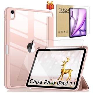Capa Para iPad 10/11 A16  Acrílica Transparente Protetoras Com Porta,Com porta Apple Pencil + Pelicula,  Proteção comple