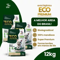 Kit 3 Areia Biodegradável 100% Mandioca para Gatos Cat Bio Eco Premium Grãos Finos MyPetOne - 12Kg