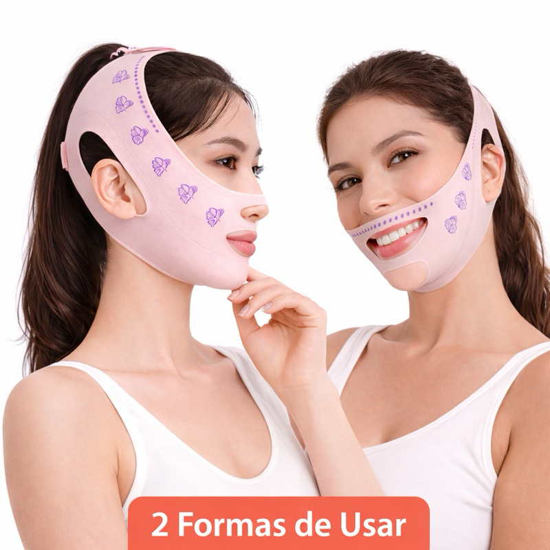 Máscara V-Line 2 em 1 | Cinta Facial Modeladora Lifting | Papada Queixo Duplo Rosto Pescoço | Antirrugas Reafirmante em Oferta na Shopee