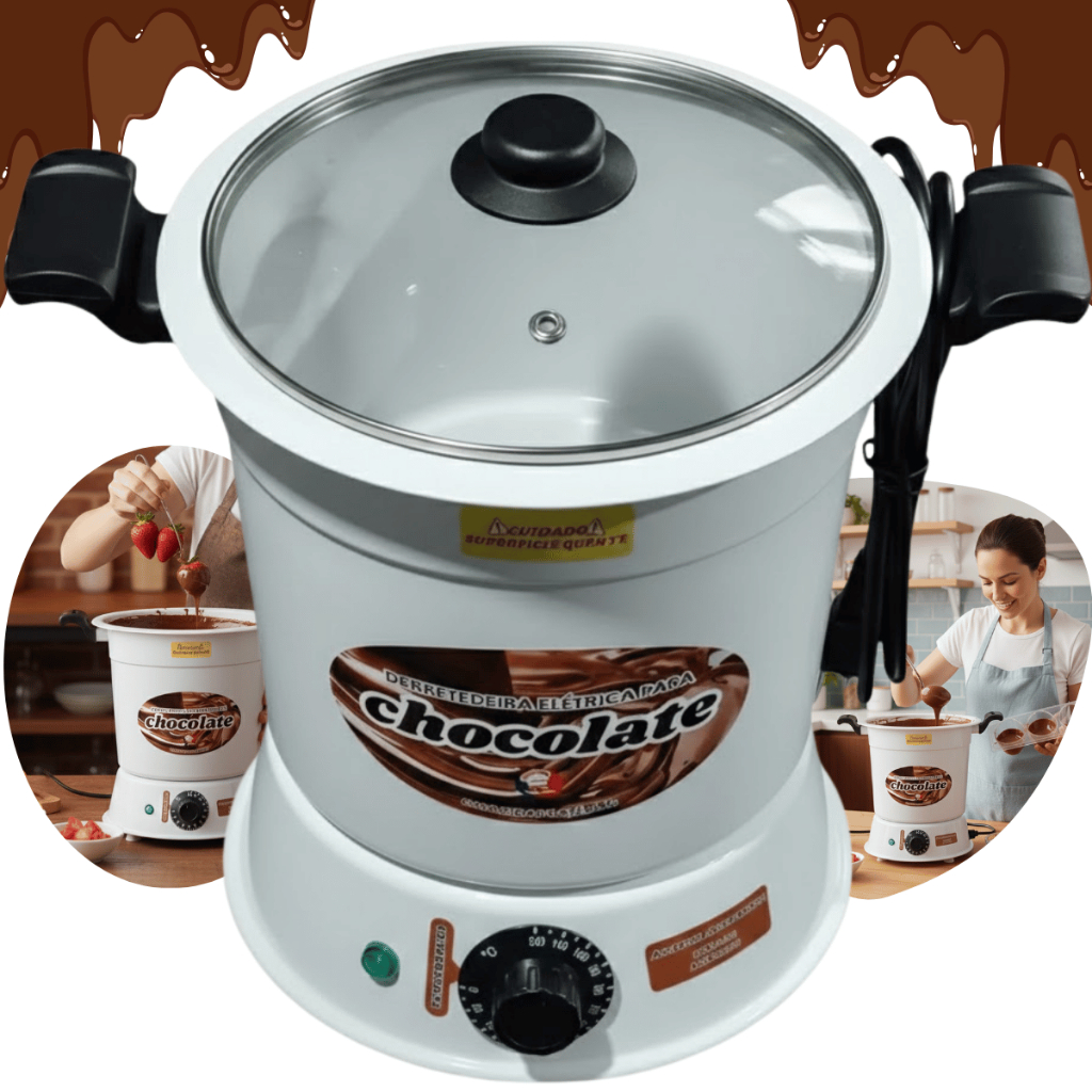 Derretedeira Chocolate Elétrica 127V Alumínio Profissional Banho Maria Fondue Barra Confeitaria