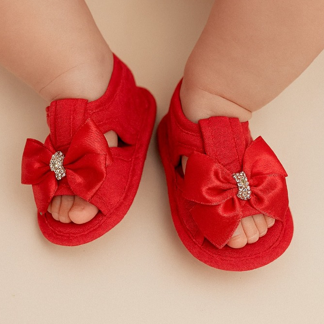 Sandálias Menina Recém Nascido Feminina Bebê Laço