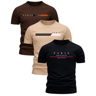 Kit 3 Camiseta Masculina 100% Algodão Fio 30.1 Confortável Varias Cores Envio Imediato Of…