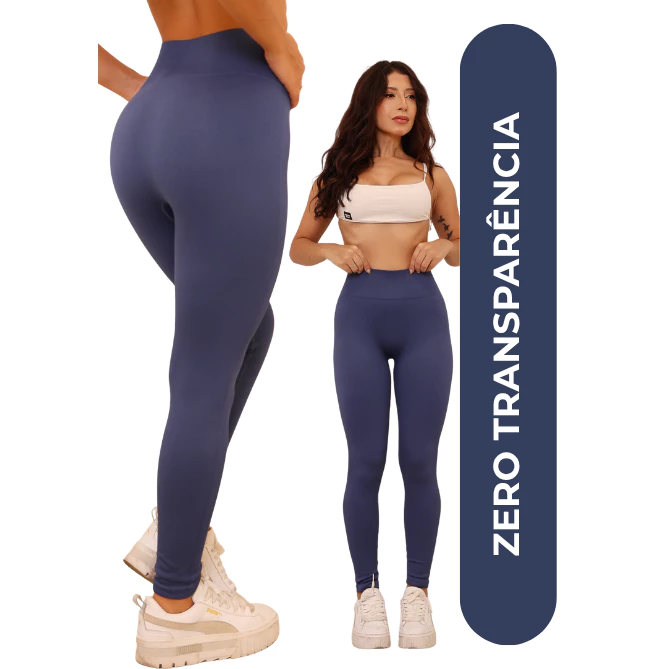 Calça Legging Canelada Poliamida Academia Zero Transparência Cintura Alta Tecido Premium Grosso Modeladora — imagem 1
