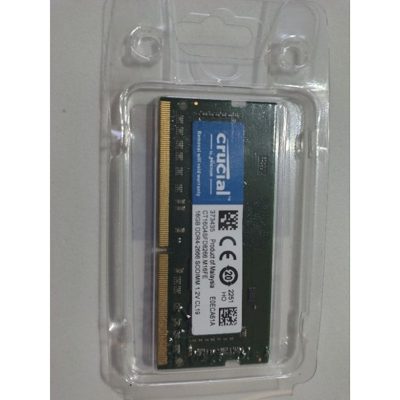 Memória RAM Crucial 16GB DDR4 2666MHz 1.2V CL19 - Notebook