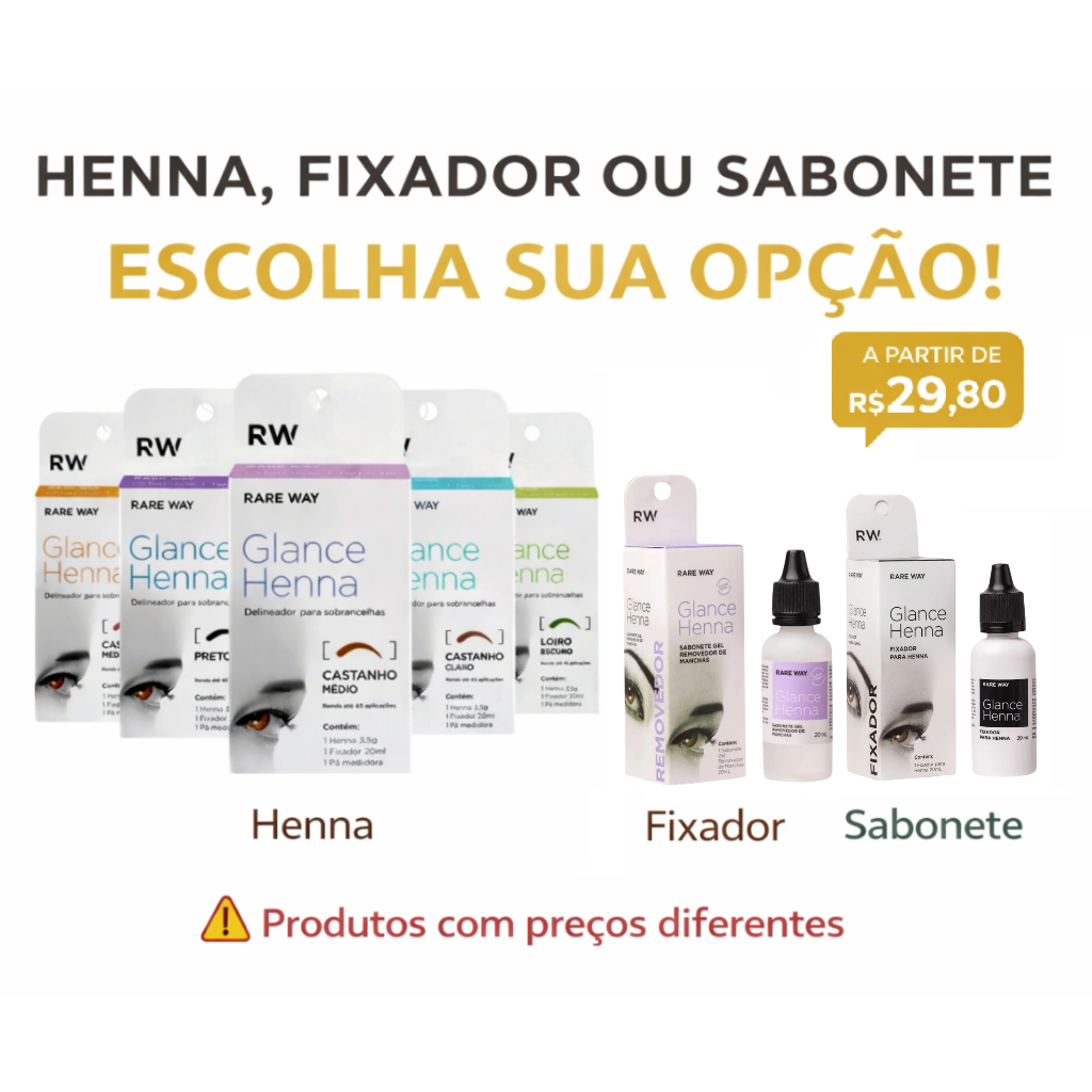 Henna Sobrancelha Glance Rare Way varias Cores em Oferta na Shopee