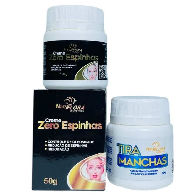 Kit com Creme Tira Manchas e Creme Zero Espinhas Redutor de Espinhas Original 2 Unid. 50g NatyFlora