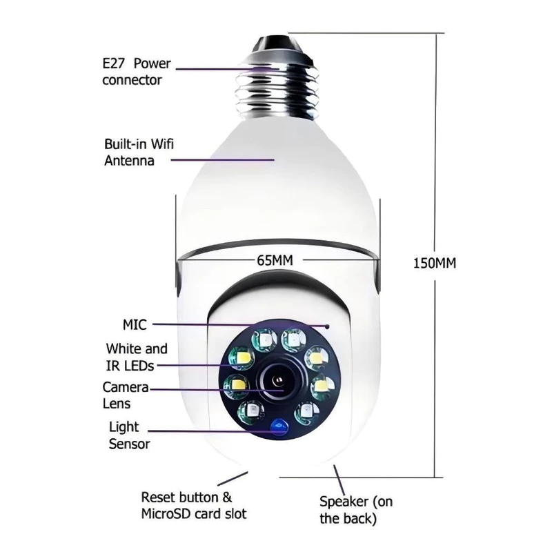Kit 2 Câmera de Segurança Lâmpada WiFi 360° Yoosee PTZ Full HD — foto 4