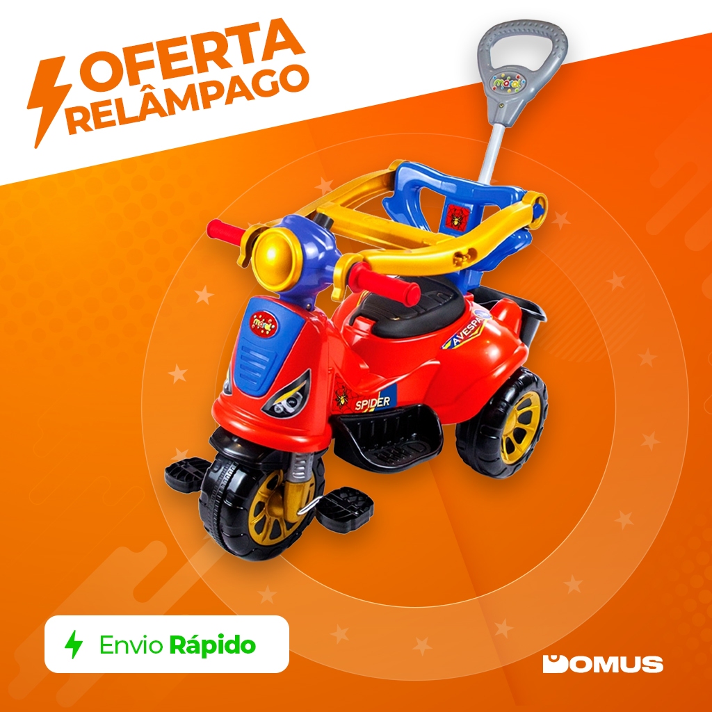 Triciclo Infantil  2 em 1 Maral Avespa Spider com Pedal Carrinho Passeio