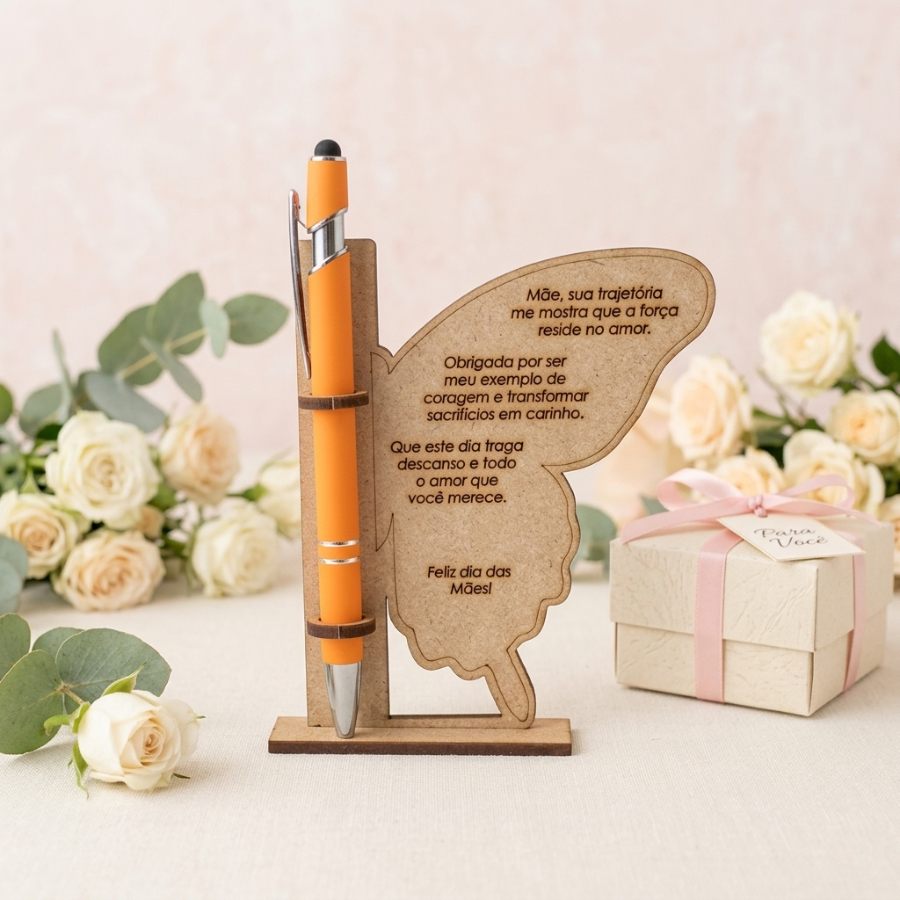 Kit 50 Lembrancinhas Dia das Mães Porta Caneta MDF Flor Brinde Para Escola e Clientes Linda Lembrancinha Dia Das Mães
