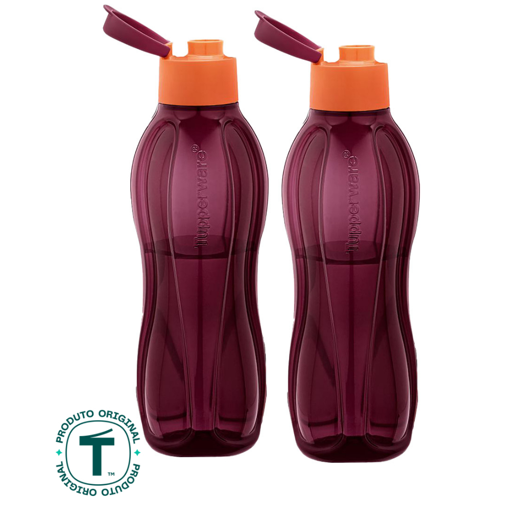 Kit com 2 Garrafas de Água Tupperware Eco Tupper Merlot 1L
