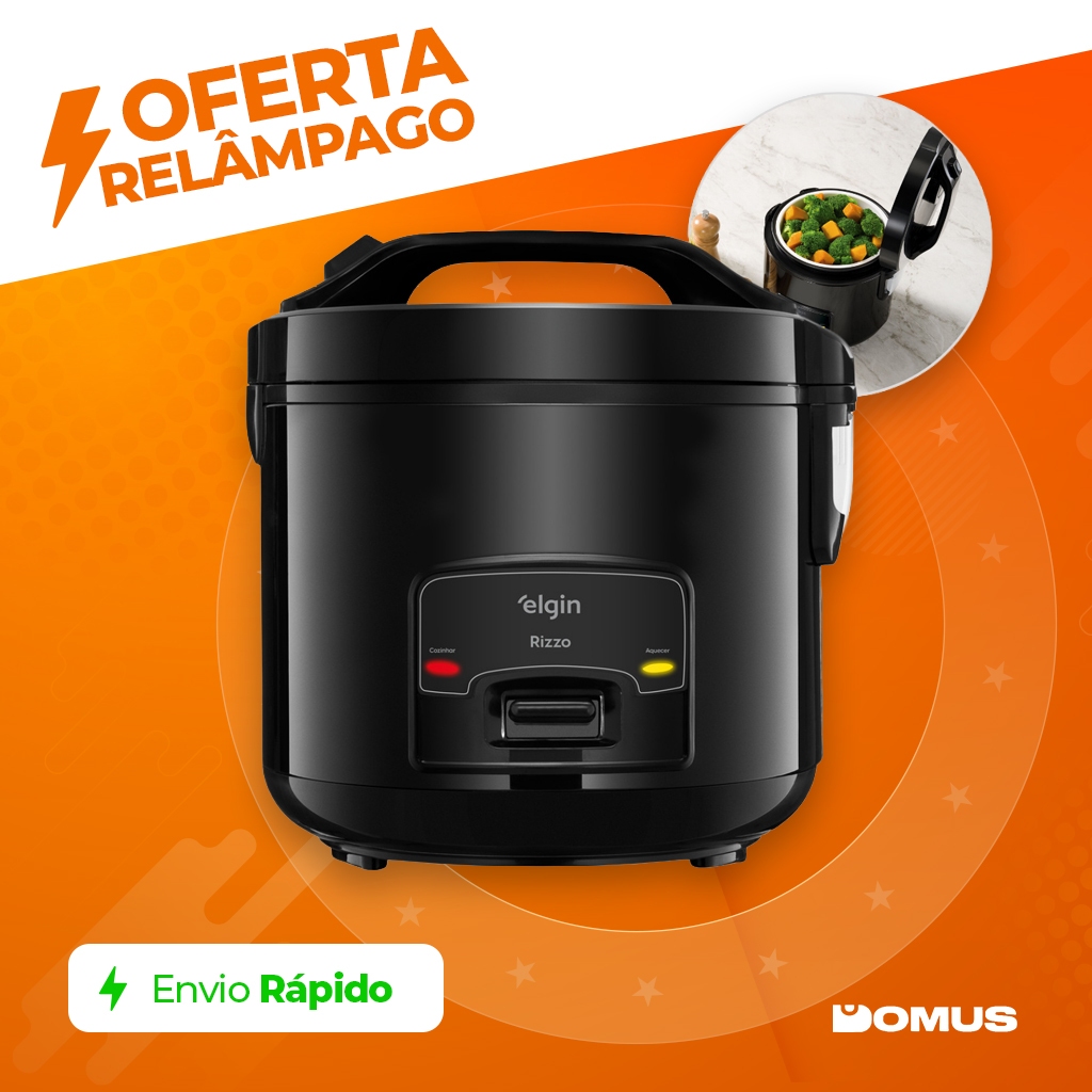 Panela Elétrica de Arroz 1 Litro Elgin Rizzo 5 Xícaras 400W Preta