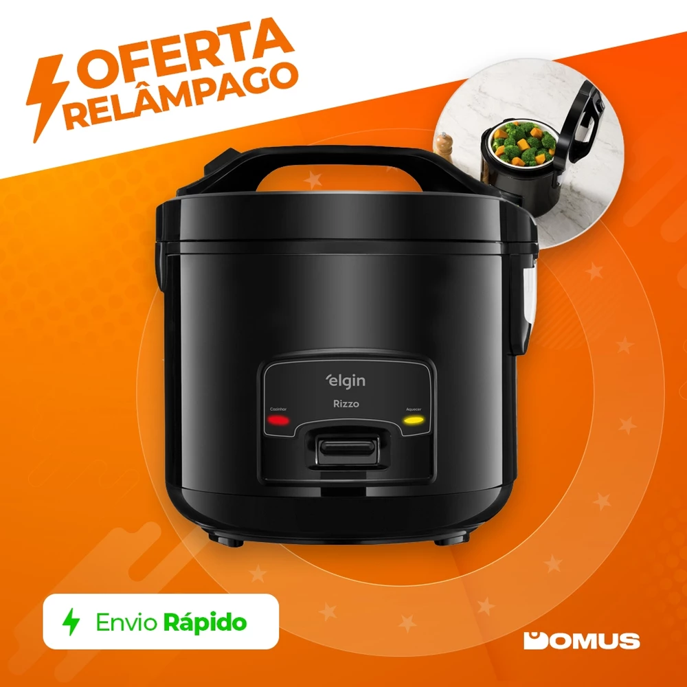 Panela Elétrica de Arroz 1 Litro Elgin Rizzo 5 Xícaras 400W Preta