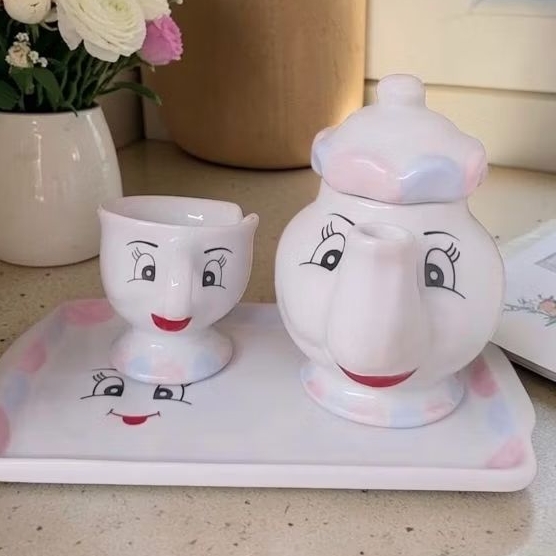 Bule Bela e a Fera Porcelana 300ml – Bule Zip Encantado Decorativo Chá Café