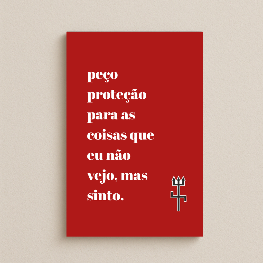 Imagem Quadro Decorativo Umbanda Frase Proteção Espiritual | MDF 15x20 | Decoração Mística Religiosa Exu Laroyê