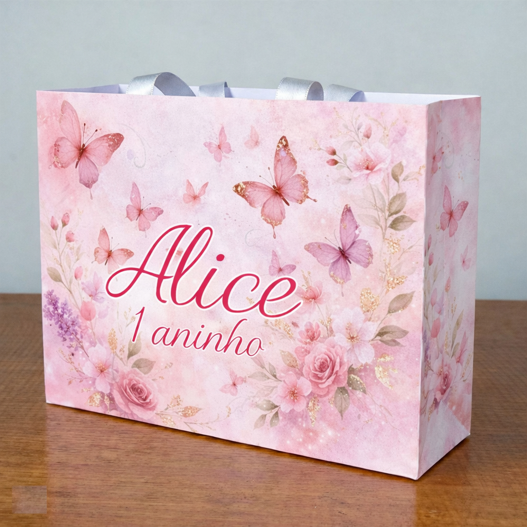 Sacolinha Personalizada Jardim das borboletas / Jardim Encantado - Lembrancinhas - mimos - festa