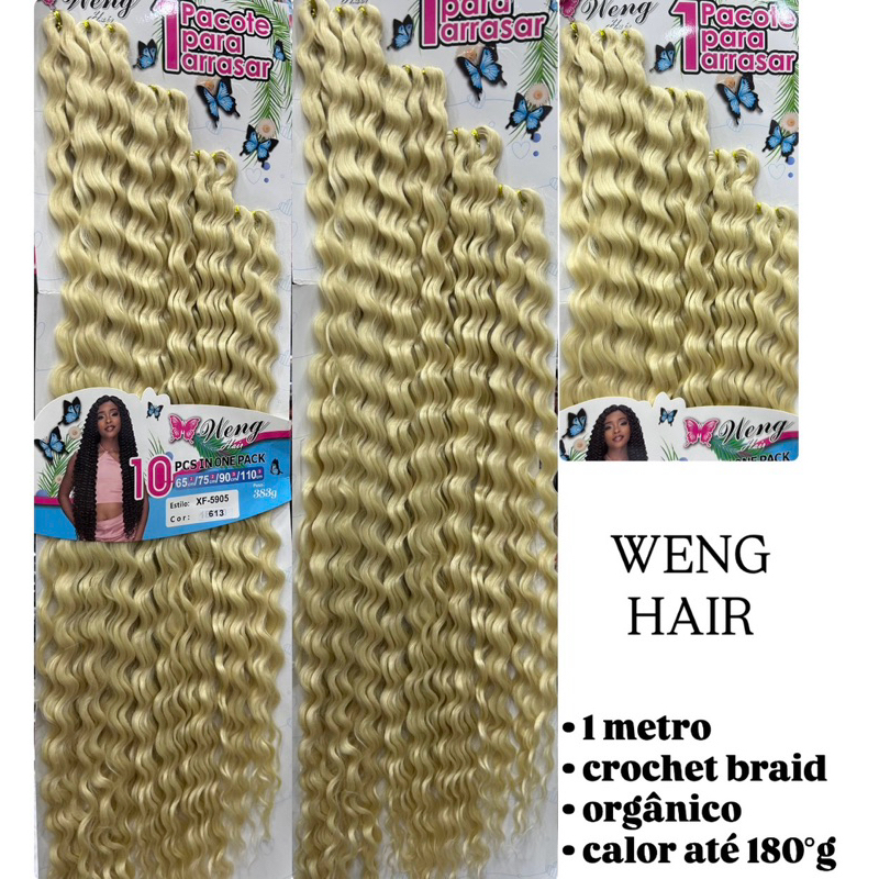 Cabelo Cacheado Fibra Orgânica Crochet Braid 1 PACOTE WENG HAIR LOIRO CLARO  F-613 383g