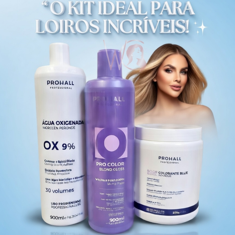 Kit Ox 30 + Pó Descolorante azul + Matizador Blond Gloss Loiro dos Sonhos