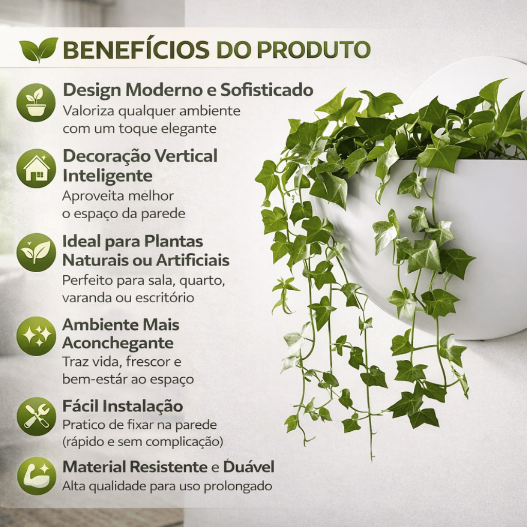 Vaso de Planta de Parede Esférico Moderno Decoração Vertical Elegante