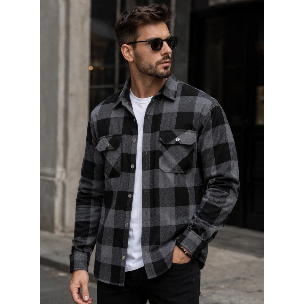 Camisa Xadrez Masculina Flanelada Premium Fenícia Manga Longa Inverno Grossa Estilo Lenhador Luxo