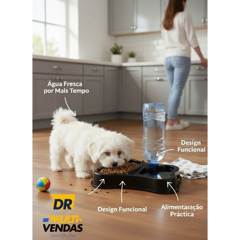Comedouro Bebedouro inteligente,  2 em 1 água/ração/antiformiga/fácil de limpar/água fresca/prático/moderno