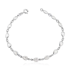 Pulseira feminina com zircônias - Formato de gotas prata 925