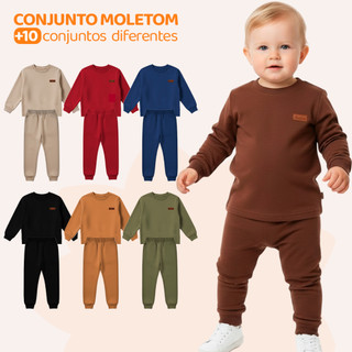 Kit 4 Peças Moletom Minimalista Bebê Menino Baby Neném Blusa e Calça Manga Longa Roupa de…