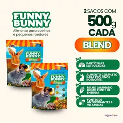 Kit 2 Ração Funny Bunny 500 gr Blend Coelhos e Pequenos Roedores