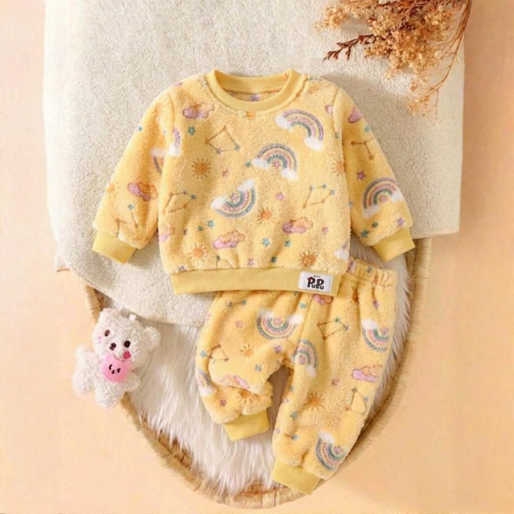 Conjunto em Fleece de Frio Blusa e Calça Infantil Menino e Menina Unissex Inverno