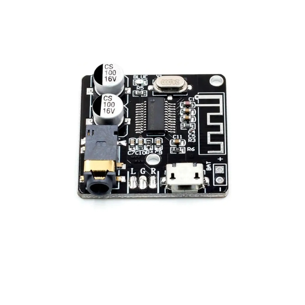 Mini Módulo Placa Bluetooth Receptor  5.0 de Áudio MP3 Preto tipo Micro USB-amplificadores e projetos DIY ,fones de