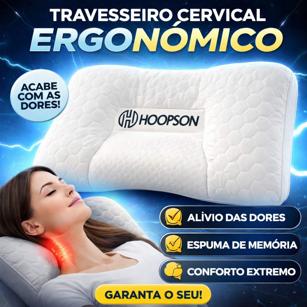 Travesseiro Ortopédico Cervical Fino Ergonômica de Algodão Tricotado para Pescoço e Coluna - Branco