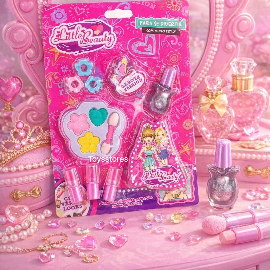 Kit Make Infantil Com Sombra E Batom Para Meninas