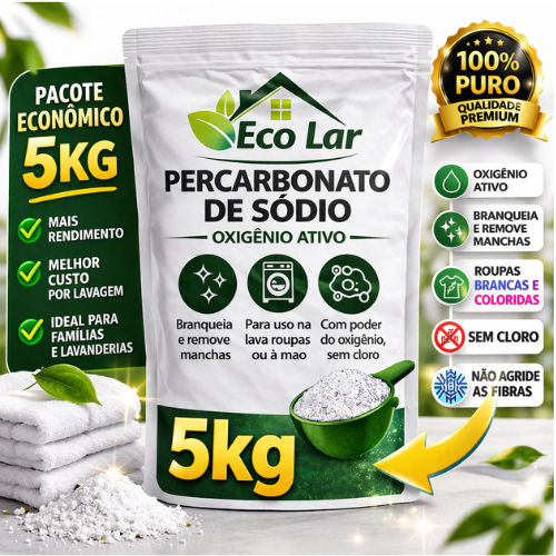 Percarbonato de Sódio 100% Puro – Rende Muito Mais e Economiza na Lavagem de Roupas 5kg / 2,5kg