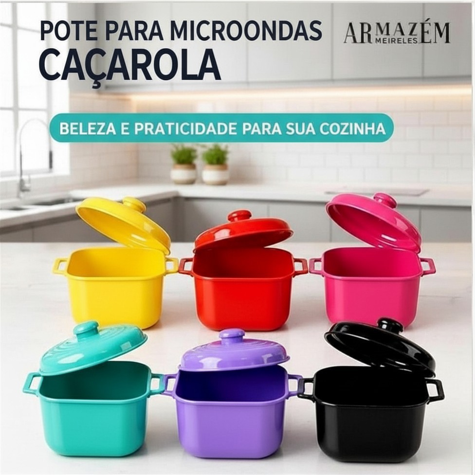 Kit/Unidade Panela Caçarola de Microondas 1,5 ml Pote Plástico Multiuso - Livre BPA