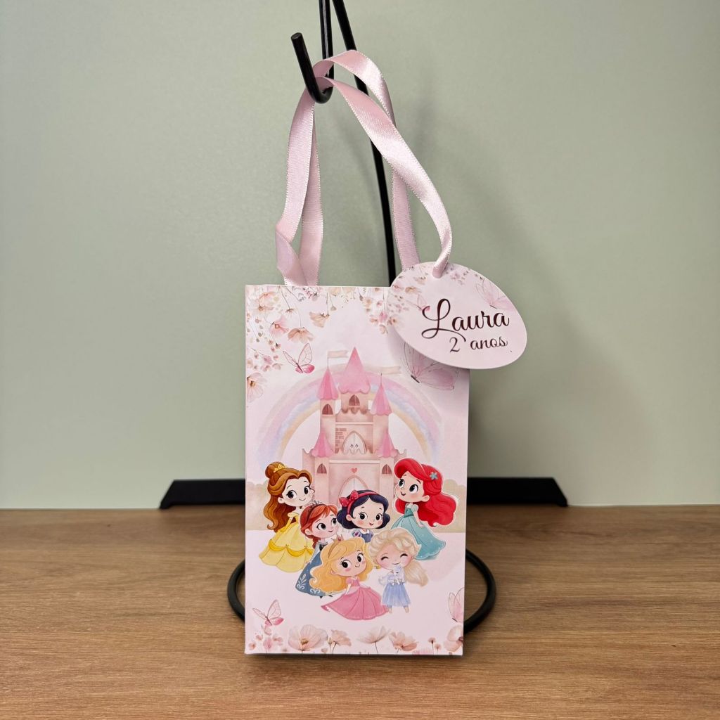 Lembrancinha Personalizada Sacolinha P Princesas com Tag - PEGUE E MONTE