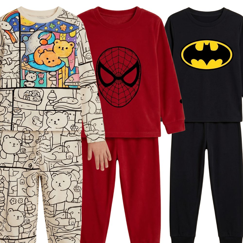 Pijama Infantil Personagens Longo Inverno Malha Divertido Confortável Escolha Estampa