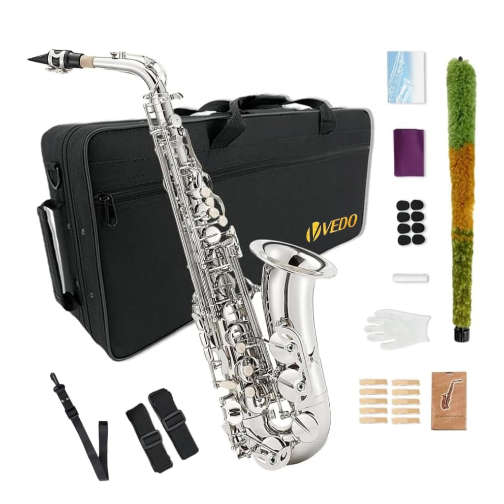 Kit Saxofone Alto Eb Laqueado Estojo Case Luxo Acessórios