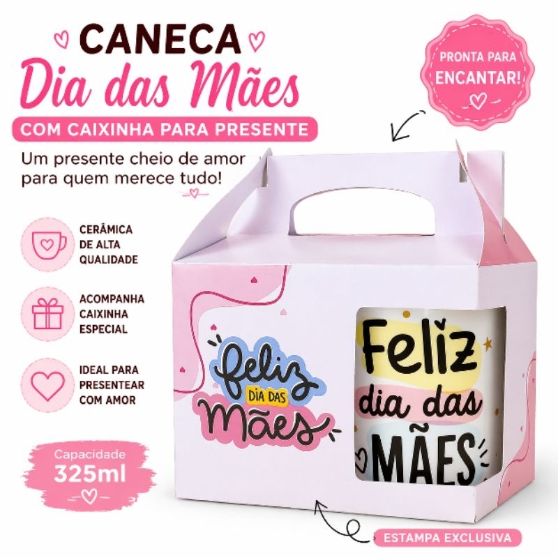 Caneca dia das mães com foto Personalizada com caixinha para presente. Caneca personalizada