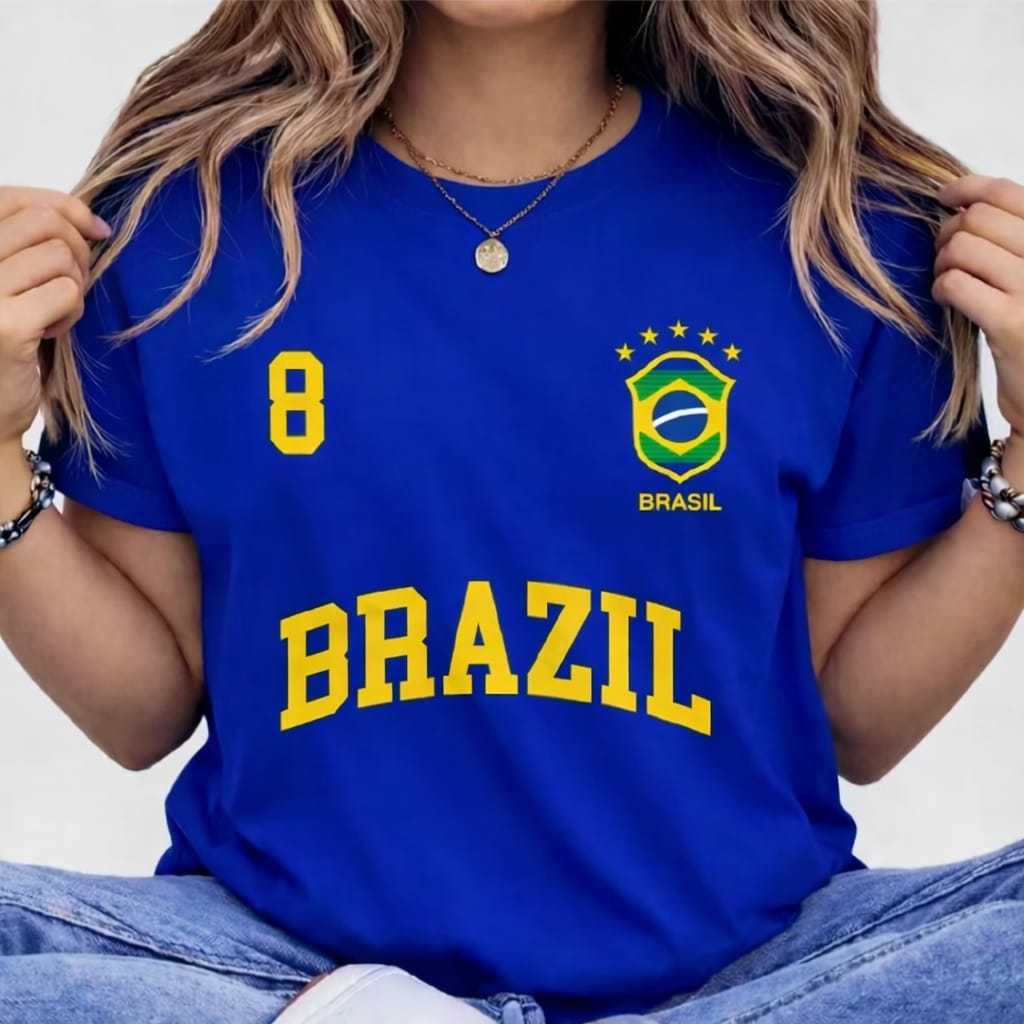 Camiseta Feminina Copa 2026 Brasil T-Shirt 100% Algodão Camisa Copa Do Mundo Brasil 2026