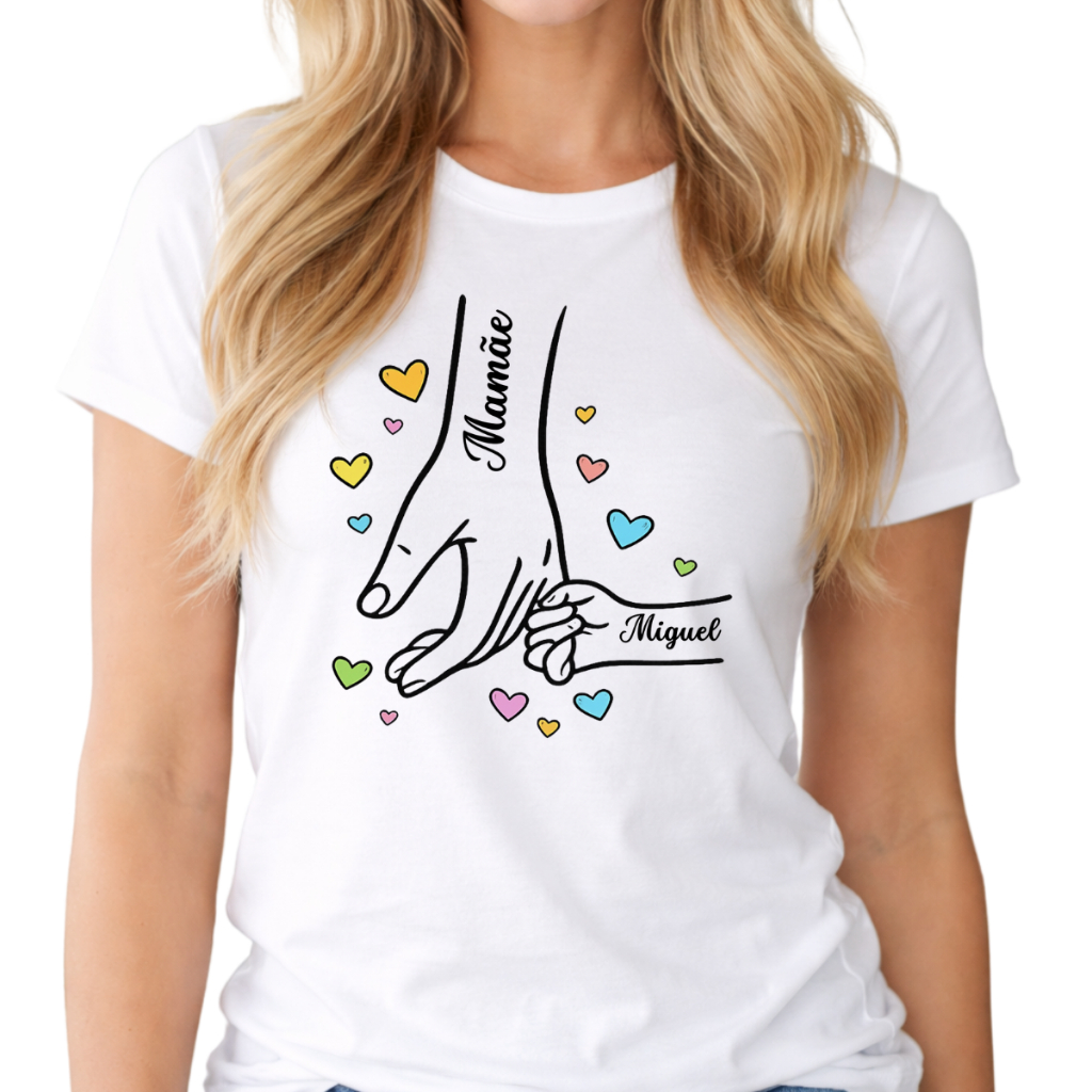 Camiseta Blusa Dia Das Mães Personalizada Mãe e Filhos Nome T-shirt Para Presente Plus Size