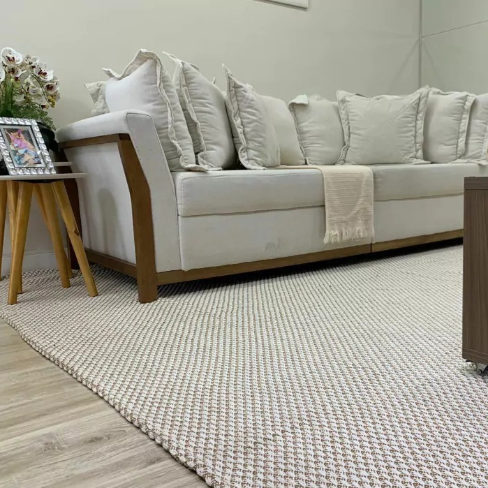 Tapete De Sala Grande 100% Algodão Lavável