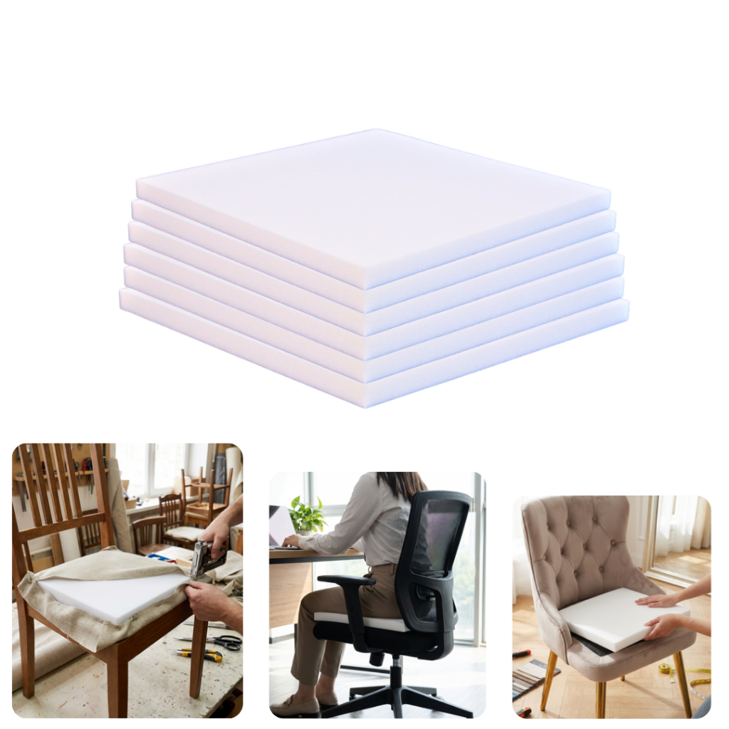 Espuma p/ assento cadeira 35x35x2cm D28 - 6 unid.