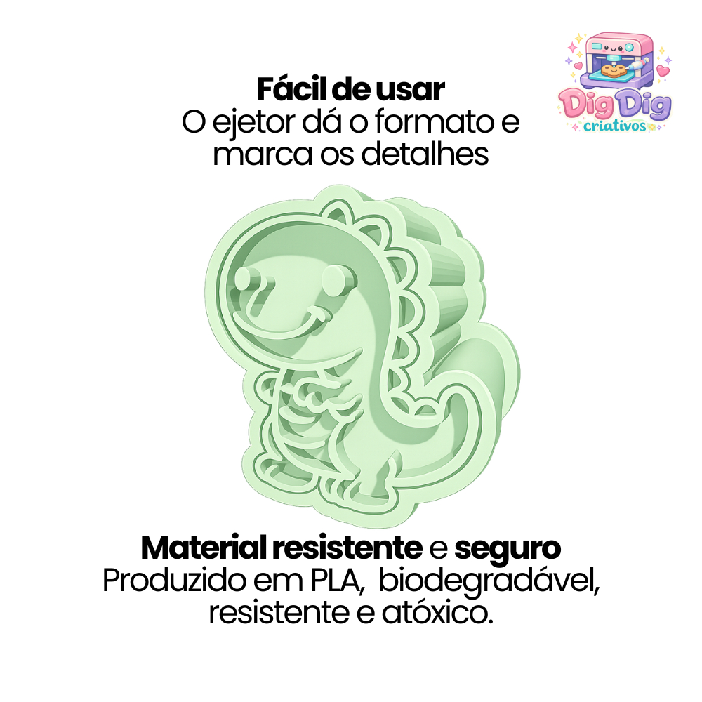 Detalhes do Modelador Ejetor Dinossauro para Brigadeiro, Doce, Docinhos Confeitaria - Dino 2 Peças