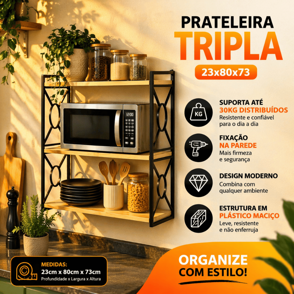 Prateleira Estilo Industrial 3 Andares Multiuso Reforçado Não Enferruja Cozinha Banheiro Lavanderia em Oferta na Shopee