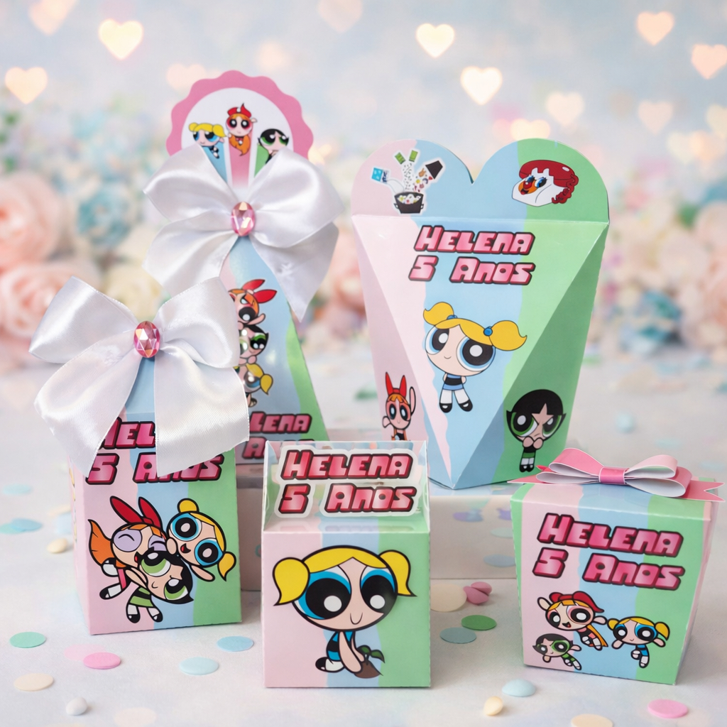 Kit Caixas Personalizada Meninas Super Poderosas /Lembrancinha de Festa /Aniversário