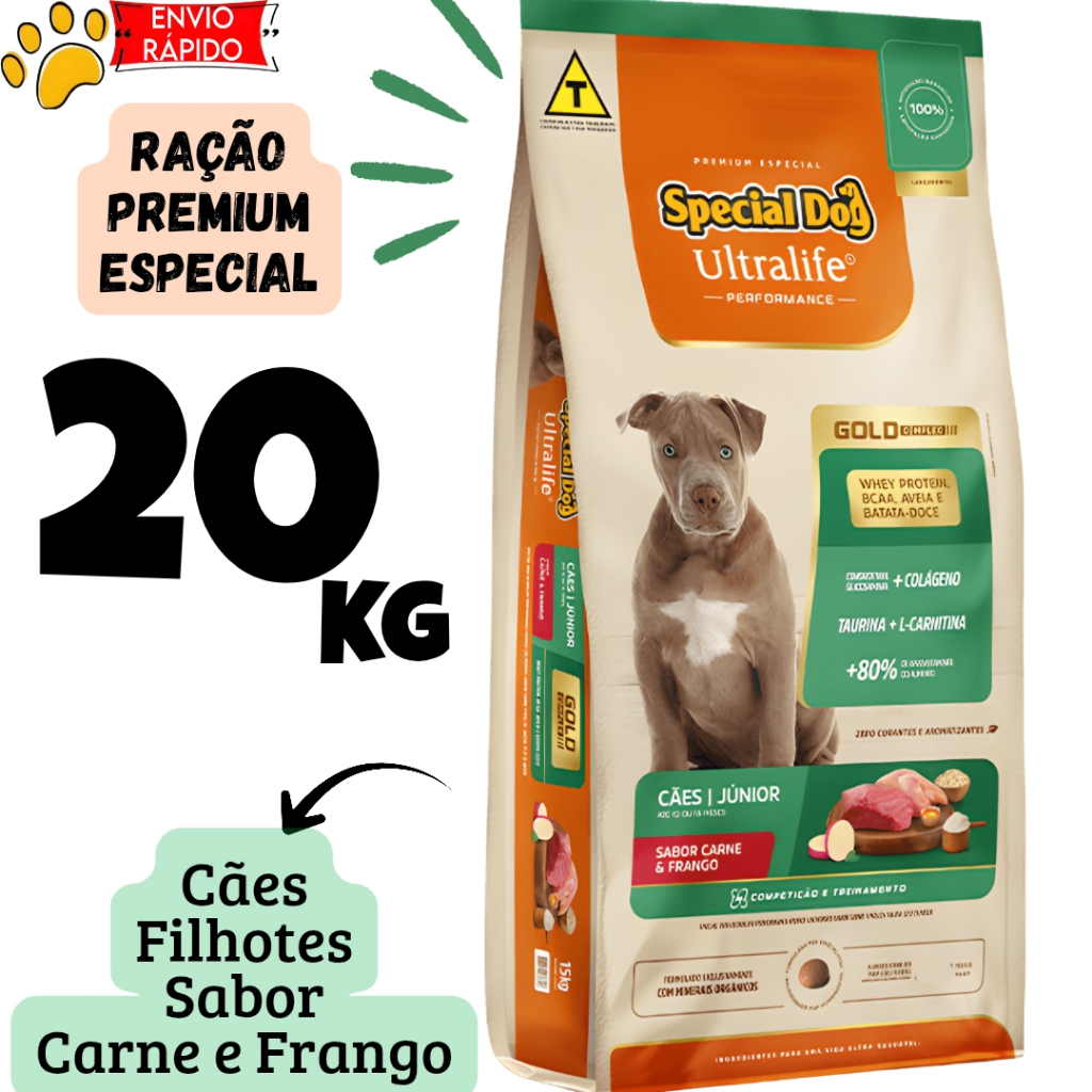 Ração Special Dog Cães Filhotes Ultralife Performance Junior 20kg