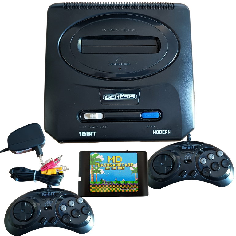 Videogame Console Mega Drive Genesis Retro Genesis AV, 16Bit Modern + Cartucho Everdrive V3PRO
